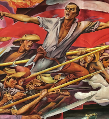 Famous excerpt of Botong Francisco's &ldquo;Flipino Struggles Through History&rdquo; featuring Andres Bonifacio.