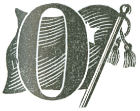 Illustrated letter O with flag