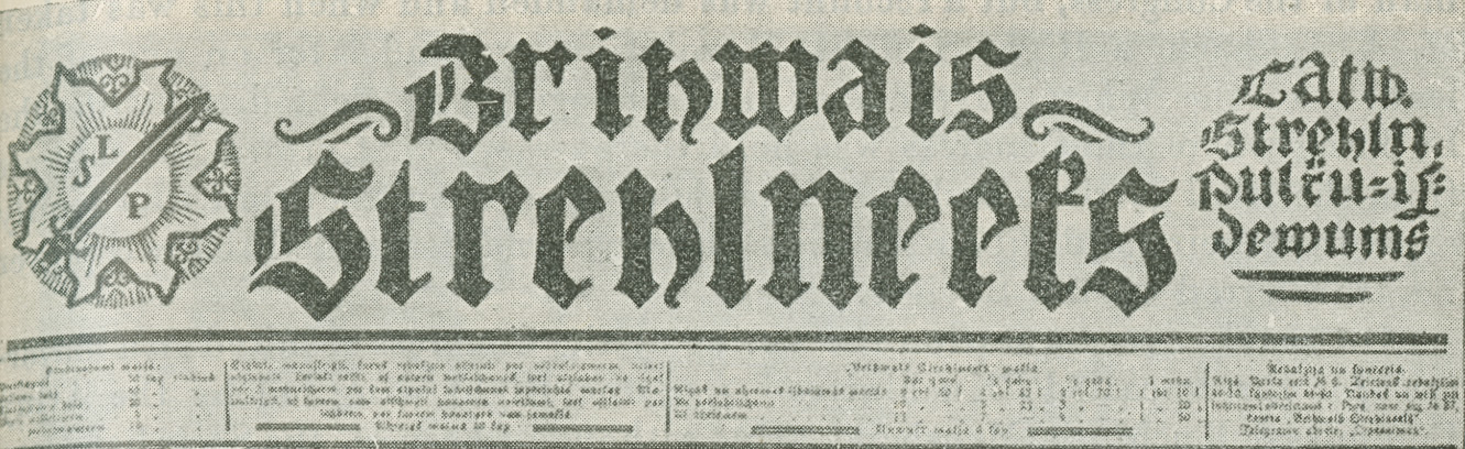 Facsimile of the heading of Brīvais Strélnieks
